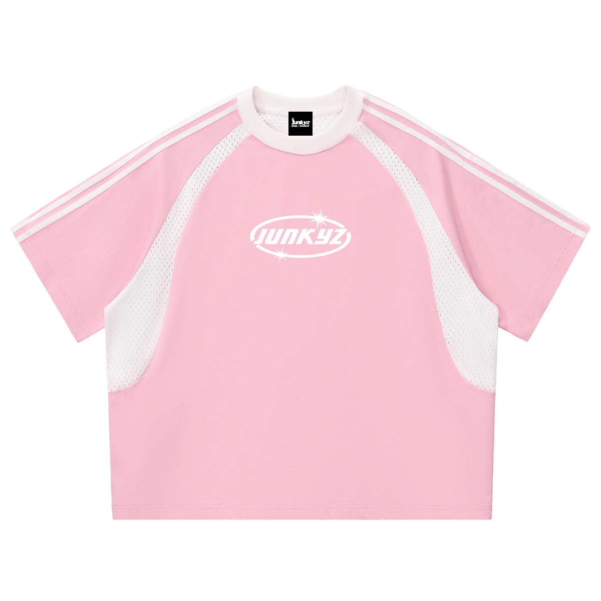 Contrast Stripes Panel Mesh T-shirt