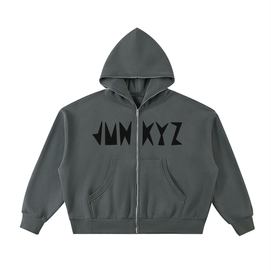 Fleeced Full-Zip Boxy Hoodie