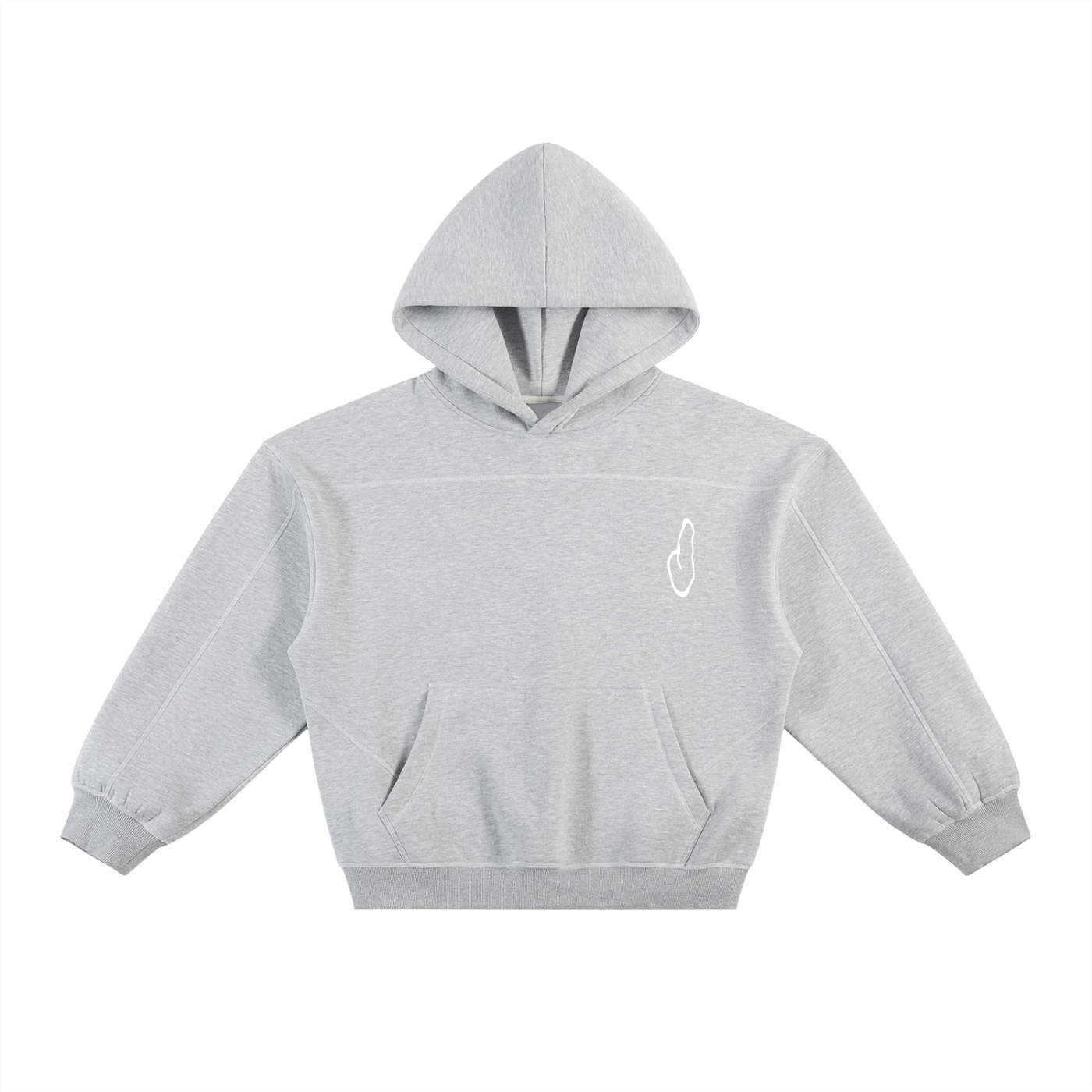 Contrast-Stitched Boxy Fleece Hoodie