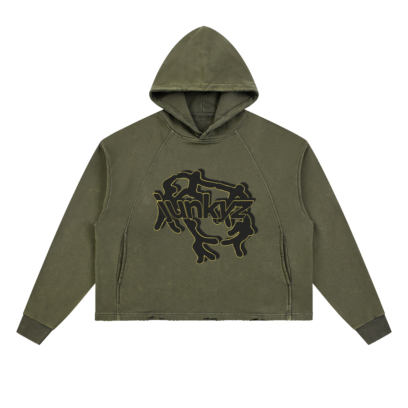 Vintage Washed Frayed-Hem Hoodie