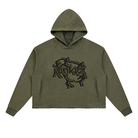 Vintage Washed Frayed-Hem Hoodie