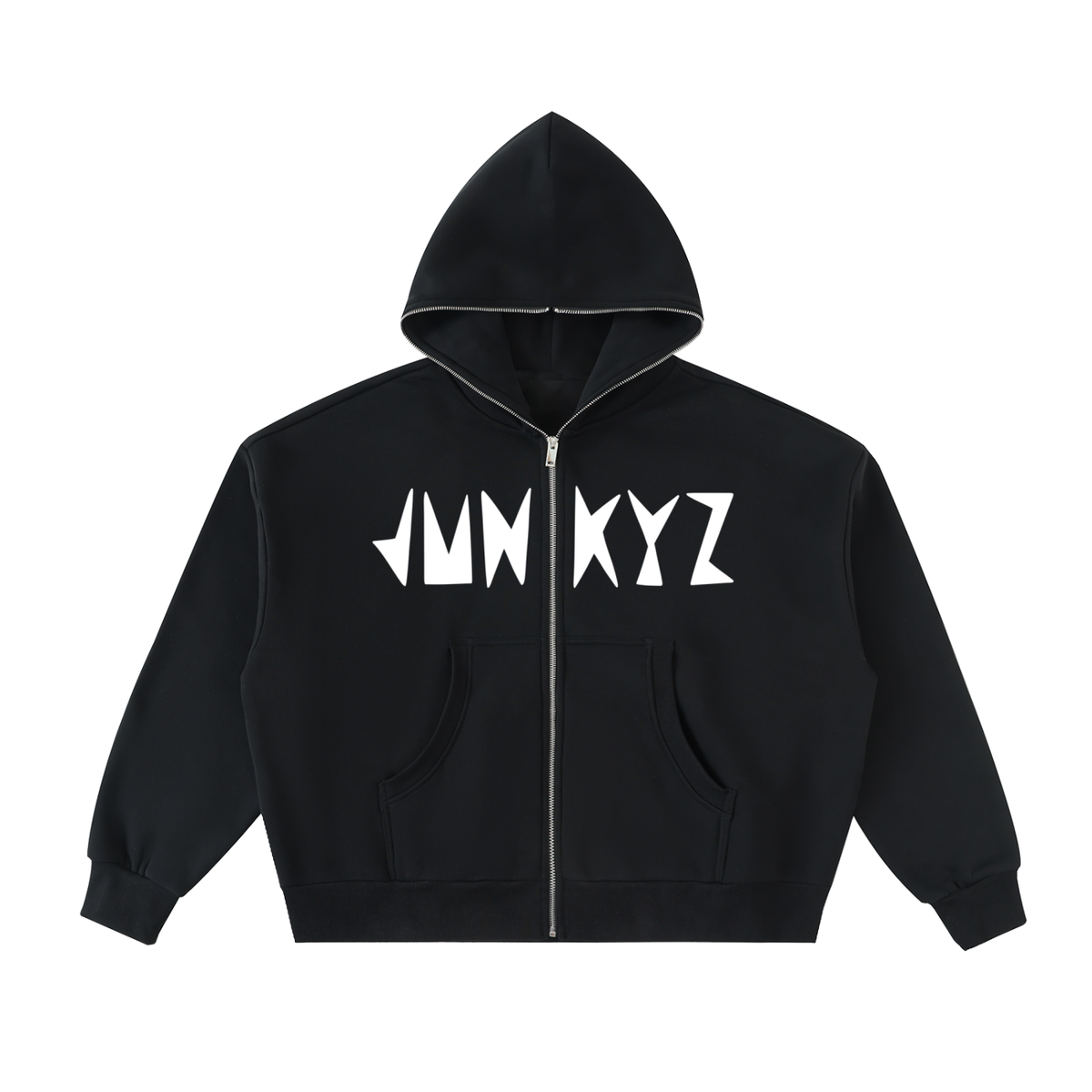 Fleeced Full-Zip Boxy Hoodie