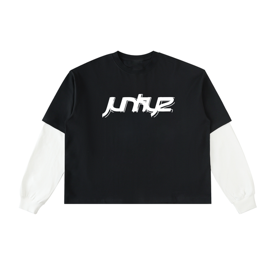 Layered Contrast Sleeve Cotton T-Shirt